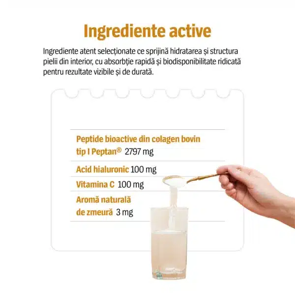 Colagen Peptide cu Acid hialuronic și Vitamina C, 300g, Alevia