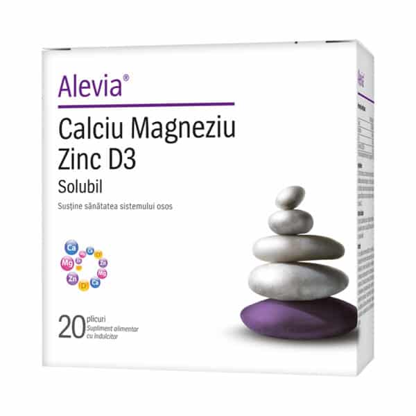 Calciu Magneziu Zinc D3 Solubil, 20 plicuri, Alevia