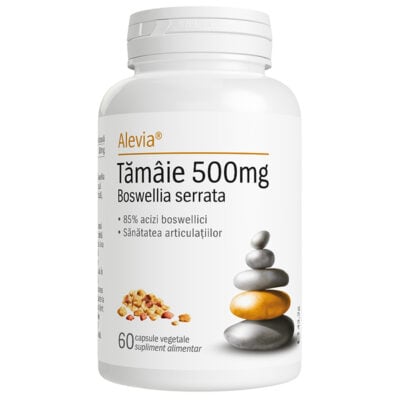 Flacon_Boswellia-500mg-60cp800x800px Tămâie 500mg Boswellia serrata, 60 capsule, Alevia