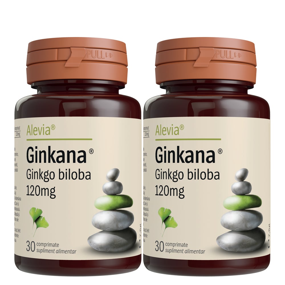 Ginkana Ginkgo Biloba 120mg Pachet, 30 + 30 comprimate, Alevia