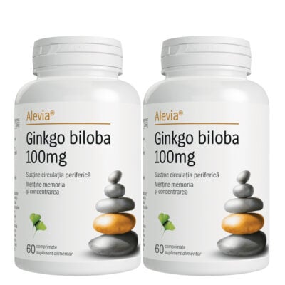 Ginkgo Biloba 100mg Pachet, 60 + 60 comprimate, Alevia