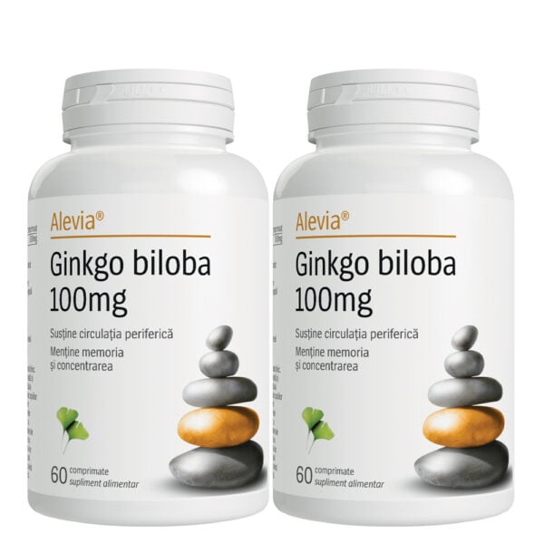 Ginkgo Biloba 100mg Pachet, 60 + 60 comprimate, Alevia
