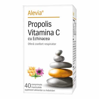 Propolis Vitamina C cu Echinacea si Stevie, 40 comprimate masticabile, Alevia