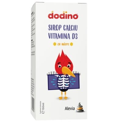 R_Cutie_sirop_150.ml_calciu_D3 Dodino Sirop Calciu și Vitamina D3, 150 ml, Alevia