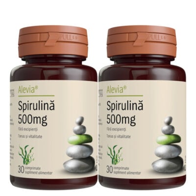 Spirulina 500mg Pachet, 30 + 30 comprimate, Alevia