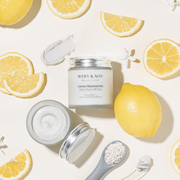 Mască tip wash-off cu extract de lămâie și niacinamide, 125g, Mary and May – imagine 3