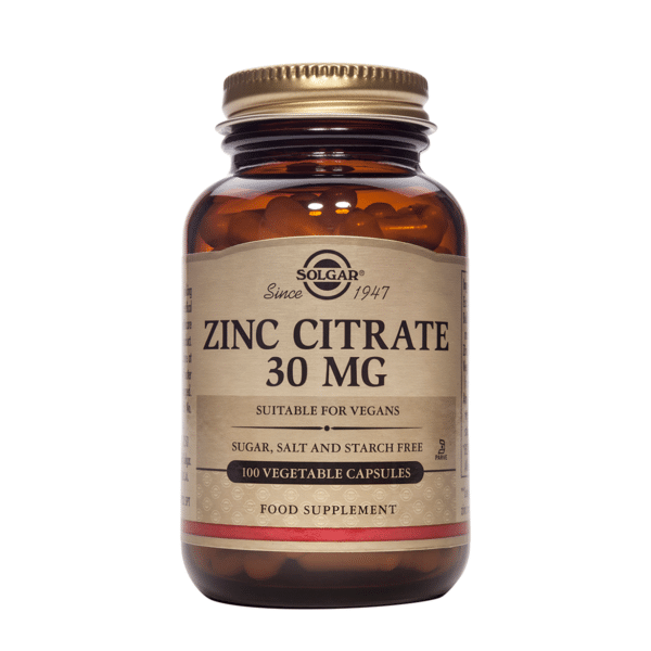 ZINC CITRATE, 30mg, 100 cps, Solgar