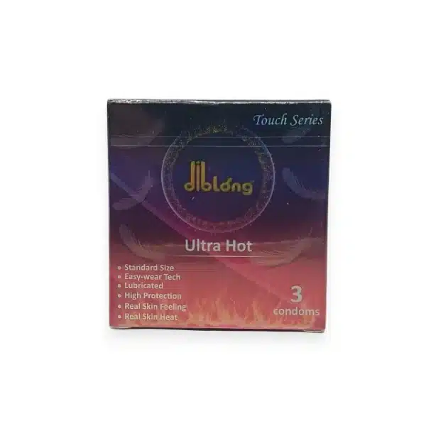 Prezervative subțiri DIBLONG Ultra Hot, cu efect de încălzire, lubrifiate, din latex, 52 ± 2 mm, 3 buc