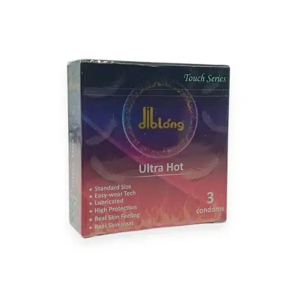 Prezervative subțiri DIBLONG Ultra Hot, cu efect de încălzire, lubrifiate, din latex, 52 ± 2 mm, 3 buc