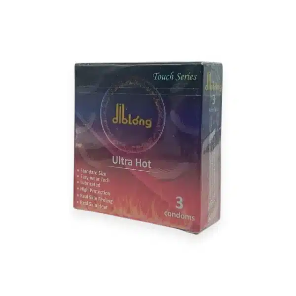 Prezervative subțiri DIBLONG Ultra Hot, cu efect de încălzire, lubrifiate, din latex, 52 ± 2 mm, 3 buc
