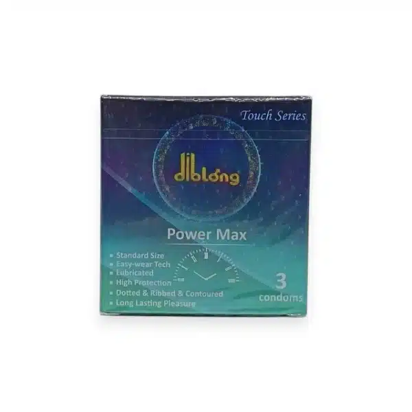 422GLB-1 Prezervative DIBLONG Power Max, pot susține întârzierea ejaculării, texturate, lubrifiate, din latex, 52 ± 2 mm, 3 buc