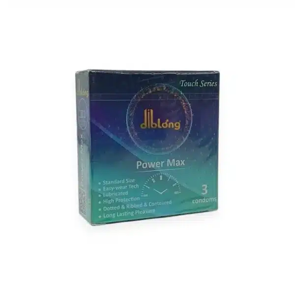 422GLB-2 Prezervative DIBLONG Power Max, pot susține întârzierea ejaculării, texturate, lubrifiate, din latex, 52 ± 2 mm, 3 buc