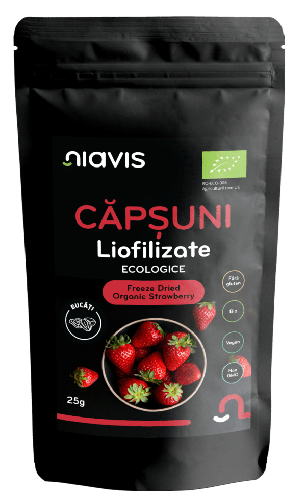 Căpșuni Liofilizate Bucăți Ecologice/BIO, 25g, Niavis