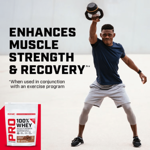 GNC Pro Performance® 100% Whey, proteina din zer fara aroma, testata antidoping, 360g