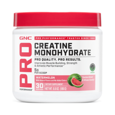 GNC Pro Performance® Creatine Monohydrate, Creatina Monohidrata cu aroma de pepene rosu pentru sustinerea musculaturii si a functiei cognitive, 186 g