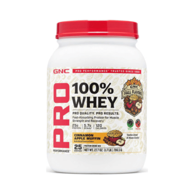 GNC Pro Performance® 100% Whey, Proteina din zer cu aroma de briosa cu mere si scortisoara, Testata Antidoping, 786.5 g