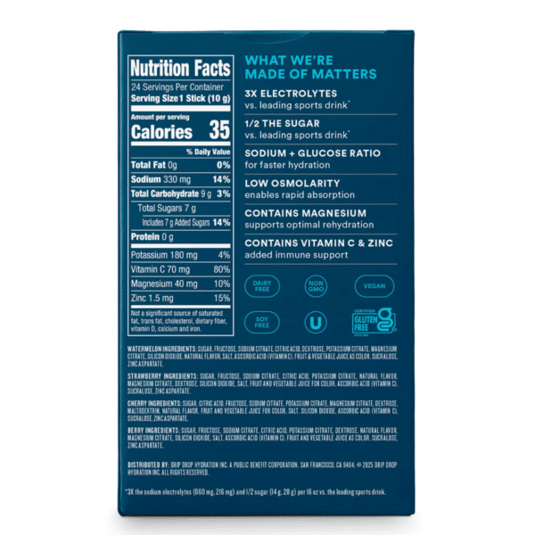 DripDrop® electrolyte drink mix, variety pack flavors, Hidratare avansata cu electroliti, vitamine si minerale cu arome diverse, 24 x 10 g DripDrop® electrolyte drink mix, variety pack flavors, Hidratare avansata cu electroliti, vitamine si minerale cu arome diverse, 24 x 10 g