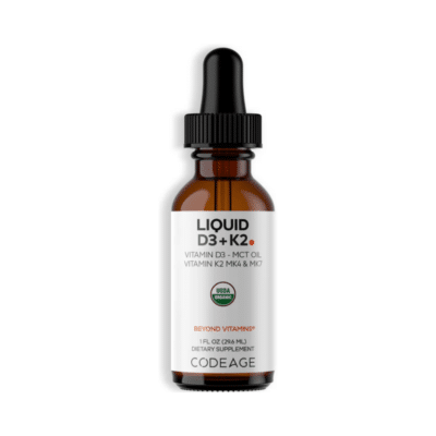 Codeage Liquid D3 + K2 – Formula lichida cu vitamina D3 si K2, fara aroma, 29.6 ml