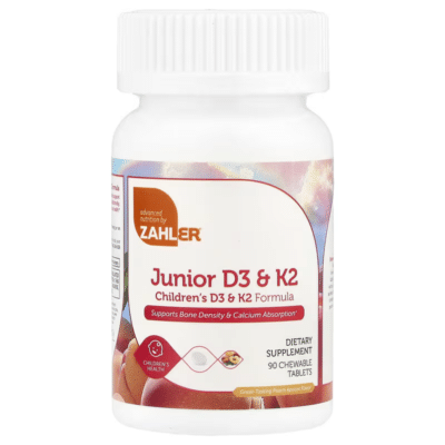 ZAHLER® Junior D3 & K2, Vitamina D3 + K2 pentru copii, formula avansata pentru oase, absorbtia calciului si imunitate, 90 tb