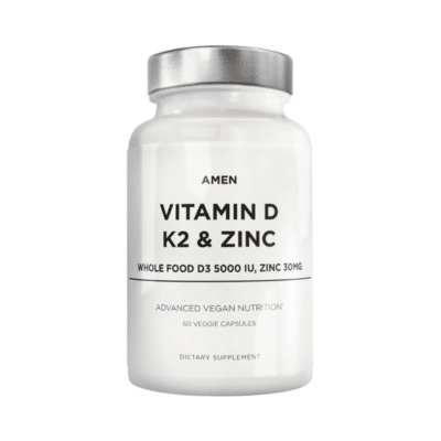 CodeAge Amen Vitamin D - K2 & Zinc - Vitamin D3, formula pentru imunitate, oase puternice si protectie cardiovasculara, 60 cps