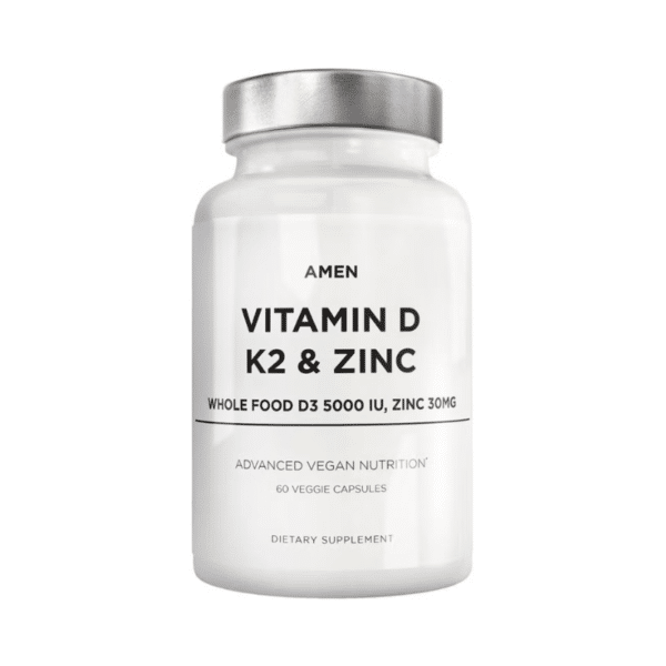 CodeAge Amen Vitamin D - K2 & Zinc - Vitamin D3, formula pentru imunitate, oase puternice si protectie cardiovasculara, 60 cps