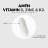 CodeAge Amen Vitamin D - K2 & Zinc - Vitamin D3, formula pentru imunitate, oase puternice si protectie cardiovasculara, 60 cps