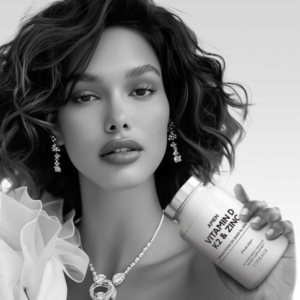 CodeAge Amen Vitamin D - K2 & Zinc - Vitamin D3, formula pentru imunitate, oase puternice si protectie cardiovasculara, 60 cps